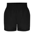 thumbnail image 5 of TAGOLD Womens Shorts Linen Like Solid Color Shirred Elastic Waist 3 Inch Length Shorts With Pockets, 5 of 5
