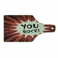 thumbnail image 1 of You Rock Cutting Board, Comic Text Bubble Graphic on Grungy Lines Background, Decorative Tempered Glass Cutting and Serving Board, in 3 Sizes, by Ambesonne, 1 of 2