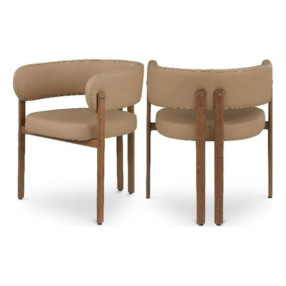 Pemberly Row Contemporary Soft Tan Vegan Leather Dining Chairs (Set of 2)