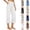 #01 White, variant on Linen Capri Pants for Women Wide Leg Capris Pant Summer Boho Dressy Casual Elastic Waist Beach Trousers with Pockets , #01 Black, XL