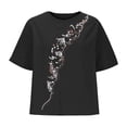 thumbnail image 4 of DDAPJ pyju Linen Shirts for Women Vintage Floral Embroidered Top V Neck Short Sleeve Baggy Blouse Tees on Sale Black XXL, 4 of 6