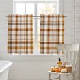 thumbnail image 6 of Kitchen Curtains 45 Inches length, Brown Checked Window Treatment Curtain Drapes, Watercolor Coffee Buffalo Plaid Lightweight Window Panels for Living Room Bedroom, 52"x45", 2 Panels, 6 of 9