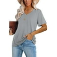 thumbnail image 3 of Aloohaidyvio Tops for Women,Fashion Womens Summer V-Neck Solid Short Sleeve Casual Top Blouse, 3 of 5
