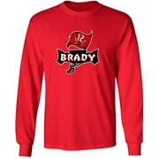 LONG SLEEVE RED Tom Brady Bucs Buccaneers Logo T-shirt YOUTH XL