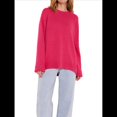 thumbnail image 3 of Suéter de Punto de Larga para Mujer, Jersey de Cuello Redondo, Suéter Informal Holgado. Rosa Roja Talla Única, 3 of 7