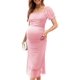 thumbnail image 1 of Vestido de maternidad AISWI de malla fruncida para baby shower, boda, rosa, 1 of 6