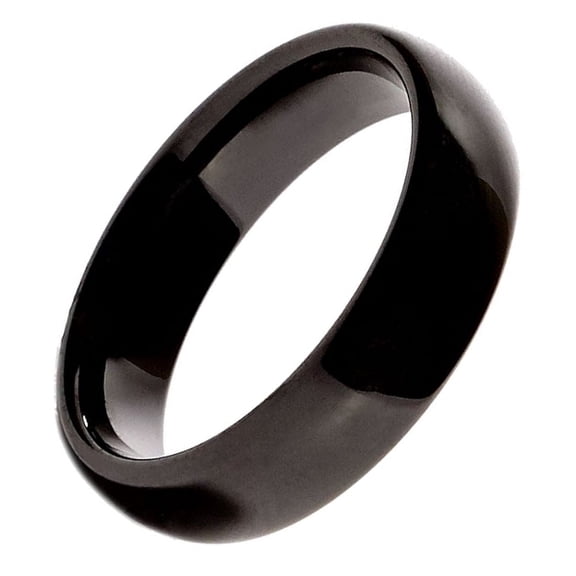 Metals Jewelry Beautiful Black Ceramic 6mm Wedding Band Classic High Polished Ring Size 9