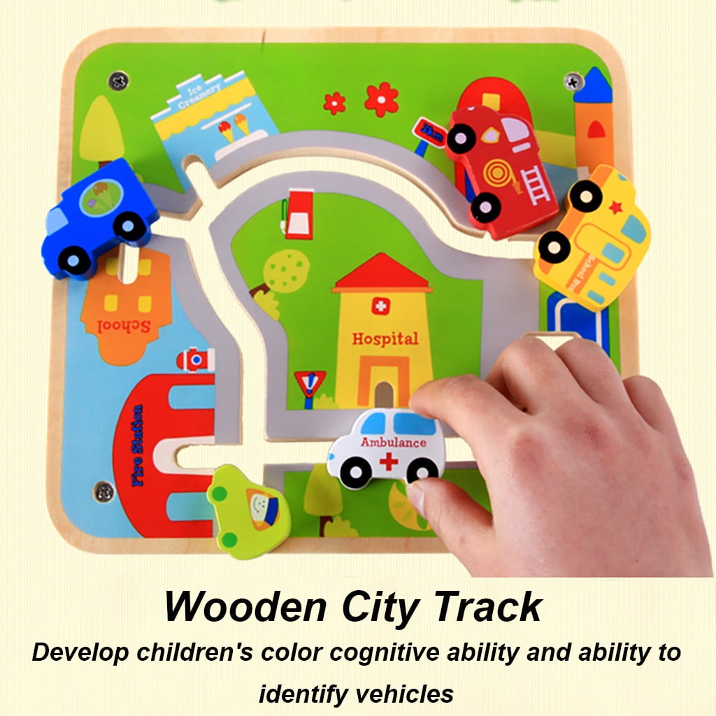 Wooden Learning Puzzle Teaching Scene Pairing Educational Urban Track Kids Toys - Walmart.com 