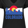 thumbnail image 4 of Inktastic Colorado Flag and Skyline Women's Plus Size V-Neck T-Shirt, 4 of 5