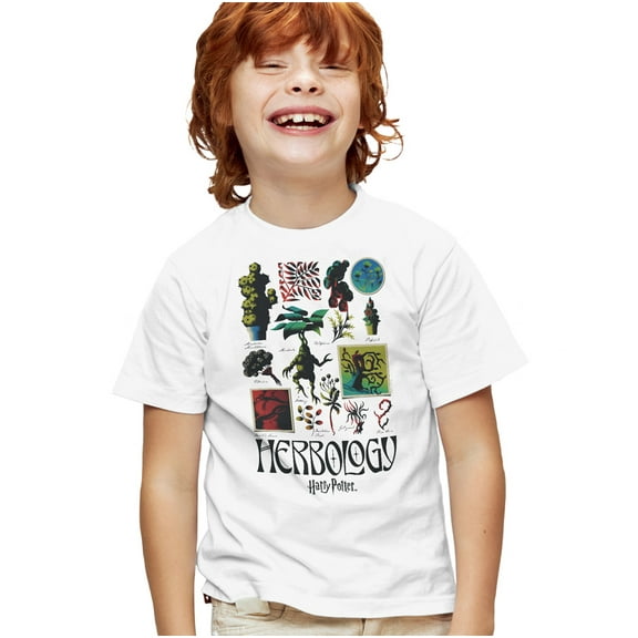 Harry Potter Herbology Textbook Kids T Shirt for Youth Boys and Girls, White, Large