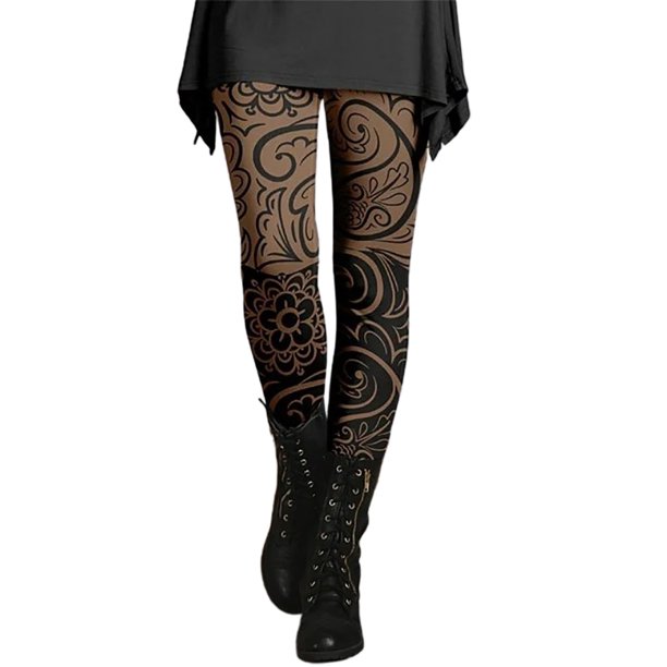 Gibobby Leggings de Invierno para Mujer Leggings elásticos para mujer, mallas ajustadas estampadas a la moda informal para otoño e invierno(Beige,M)