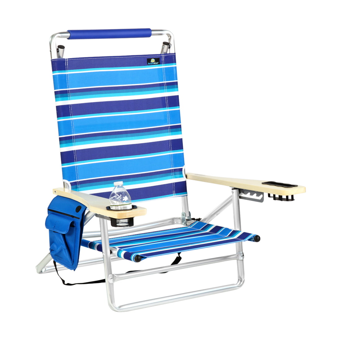 Deluxe 5 Reclining Positions Lay Flat Aluminum Beach Chair with Cup Holder  250 lb Load Capacity - Walmart.com