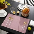 thumbnail image 4 of Nude Pink Placemats Set of 6, Farmhouse Burlap Placemats for Dining Table, Solid Pink Color Place Mats for Kitchen Tabletop, Modern Linen Texture Waterproof Wipeable Dining Table Mats Set, 4 of 8