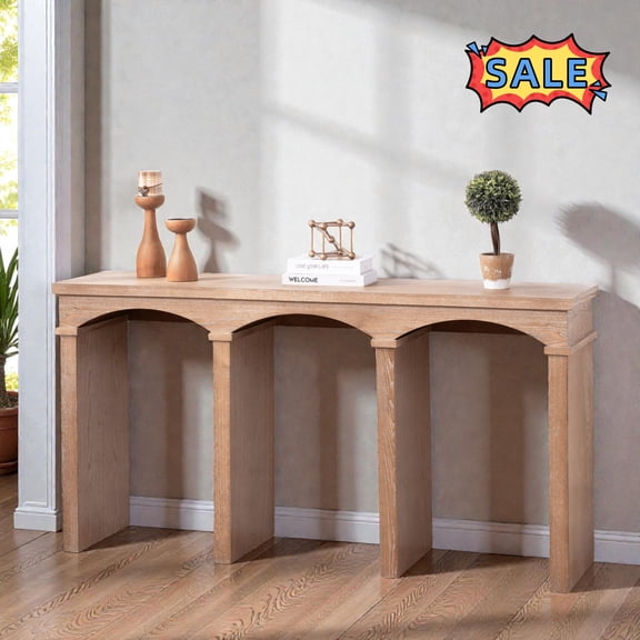 Tcbosik 60 inch Long Console Table, Rustic Entryway Table, Accent Sofa Table for Hallway, Foyer, Living Room, Easy Assembly, Antique Natural