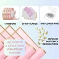 thumbnail image 3 of 40 Sheets Flower Wrapping Paper with 4 Rolls Flower Ribbons ,Pink, 3 of 5