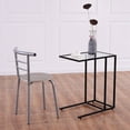 thumbnail image 4 of Costway 2 Pcs Plateau à Café Table d'Appoint de Canapé Bout de Canapé Ottomane Support de Canapé Télé avec Dessus en Verre, 4 of 10