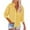 Yellow, variant on Womens V Neck Roll up Sleeve Button Down Blouses Tops,Womens Linen Button Down Shirt,Office Blouse,Loose Fit Collared Work Tops,Women Oversized Button Down Shirts Yellow M
