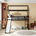 thumbnail image 2 of CITYLE Wood Twin House Loft Bed with Slide, Pitched Roof and Guardrails, Twin Loft Bed for Adults, Teens, Boys and Girls, Twin Slide Bed Frame for Bedroom, Espresso, 2 of 8