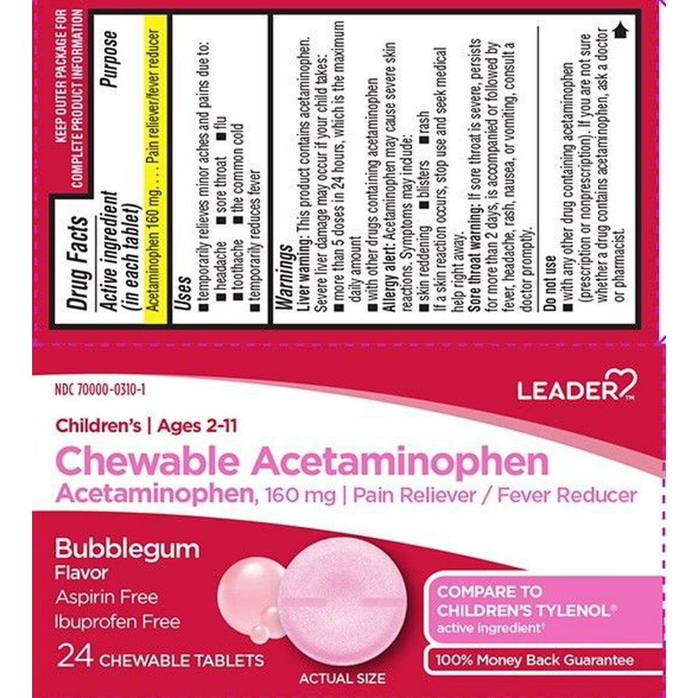 Leader Children's Chewable Acetaminophen Tabs, 24ct