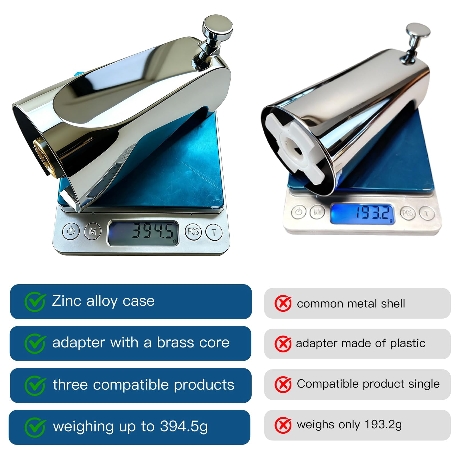 Tub Spout with Diverter, All Metal Bathtub Faucet, Chrome, for 1/2 Inch Copper Pipe