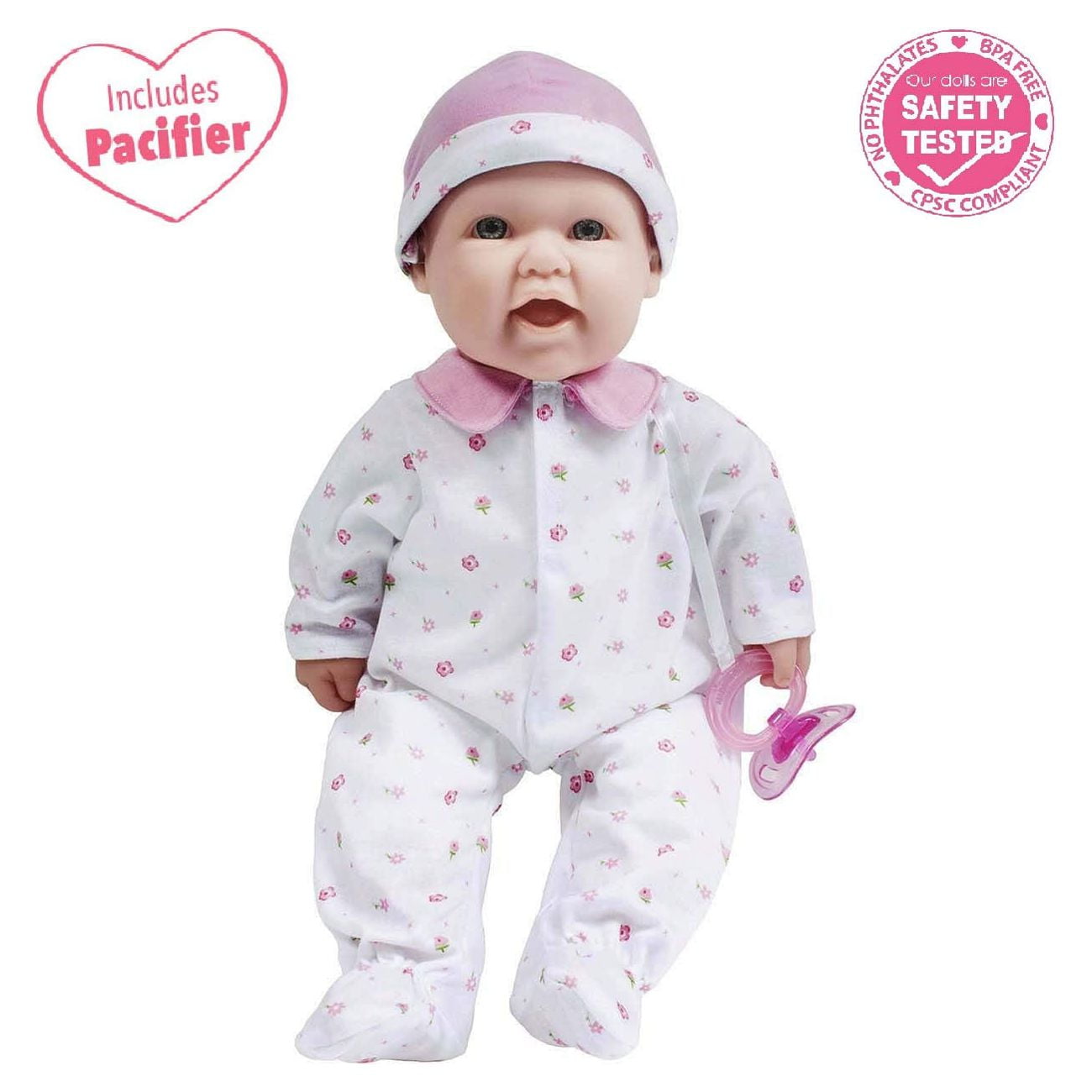 JC Toys Lots To Cuddle Babies 20" Soft Body Baby Doll With Bottle & Pacifier - Pink Caucasian