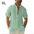 thumbnail image 4 of thinsony Traveling Casual Style Men's Button Down Shirt Summer Pool Party Solid Color Simple Design Slim Fit Tops Daily Clothes Green XL, 4 of 5