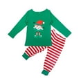 thumbnail image 2 of Pyjamas de Noël pour Famille Enfants Automne et Hiver Pantalon Ample à Manches Longues avec Col Rond et Ourlet Imprimé de Noël Rayé Ensemble de Pyjama de Noël pour Enfants Taille : 8-10 Ans, 2 of 4