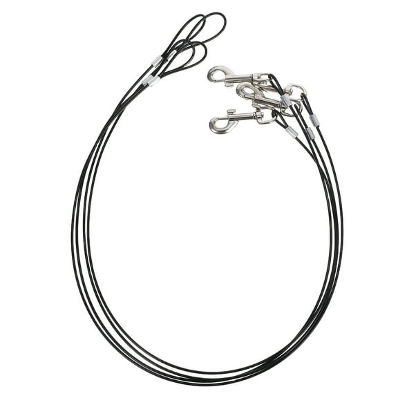 Baluue 4Set Dog Tether Steel Wire Black for Daily Walks and Puppy Training Sessions