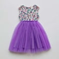 thumbnail image 4 of Glisme Girls Dresses Toddler Children Sleeveless Flowers Prints Dresses Mesh Dress Purple Sundress Size 3-4 Years, 4 of 4