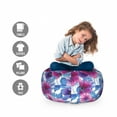 thumbnail image 2 of Floral Storage Toy Bag Chair, Bohemian Romantic Wild Flora in Watercolor Style, Stuffed Animal Organizer Washable Bag, Large Size, Azure Blue Magenta, by Ambesonne, 2 of 3