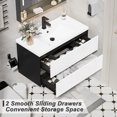 thumbnail image 4 of Eclife 36" Black and White Single Bathroom Vanity with Integrated Sink Top, Faucet and Drain, 4 of 8