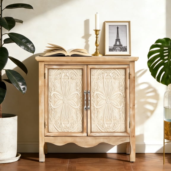 Heynemo Storage Cabinet with Doors, Kitchen Buffet Cabinet with Storage, Accent Wood Sideboard for Hallway, Dining Room, Living Room, Natural