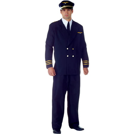 Morris Costumes Mens Pilot Airline Captain Faux Costume Black Standard, Style UR29428