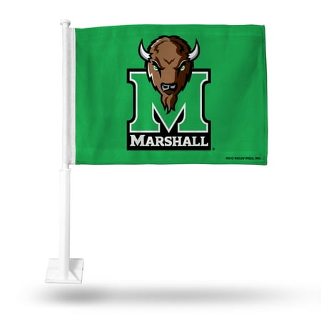 Rico Industries College Marshall ing Herd Standard Double Sided Car Flag - 16" x 19" - Strong Pole that Hooks Onto Car/Truck/Automobile