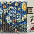 thumbnail image 4 of Starry Night Butterfly Shower Curtains, Abstract Oil Painting Art Shower Curtain, Vintage Fabric Cloth Bath Curtain with 12 Hooks Hotel Style Decor Accessories(Royal Blue and Yellow), 4 of 5