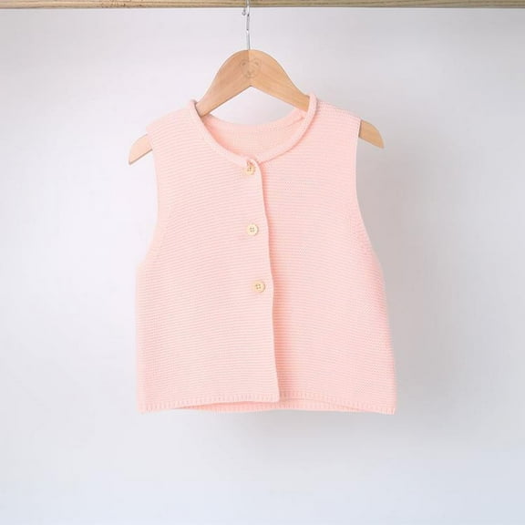 CradlePlanet Baby Toddler Girls Winter Pink sleeveless Sweater Cardigan Outerwear