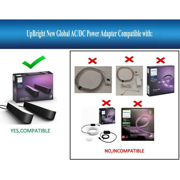 UpBright AC/DC Adapter Compatible with Philips Hue Play Light bar Starter Set 440400980001 440400982931 S020XM2400083 78201 30 U7 78202 7820230U7 7820330U7 7820331U7 7820430U7 LED Power Supply - Walmart.com