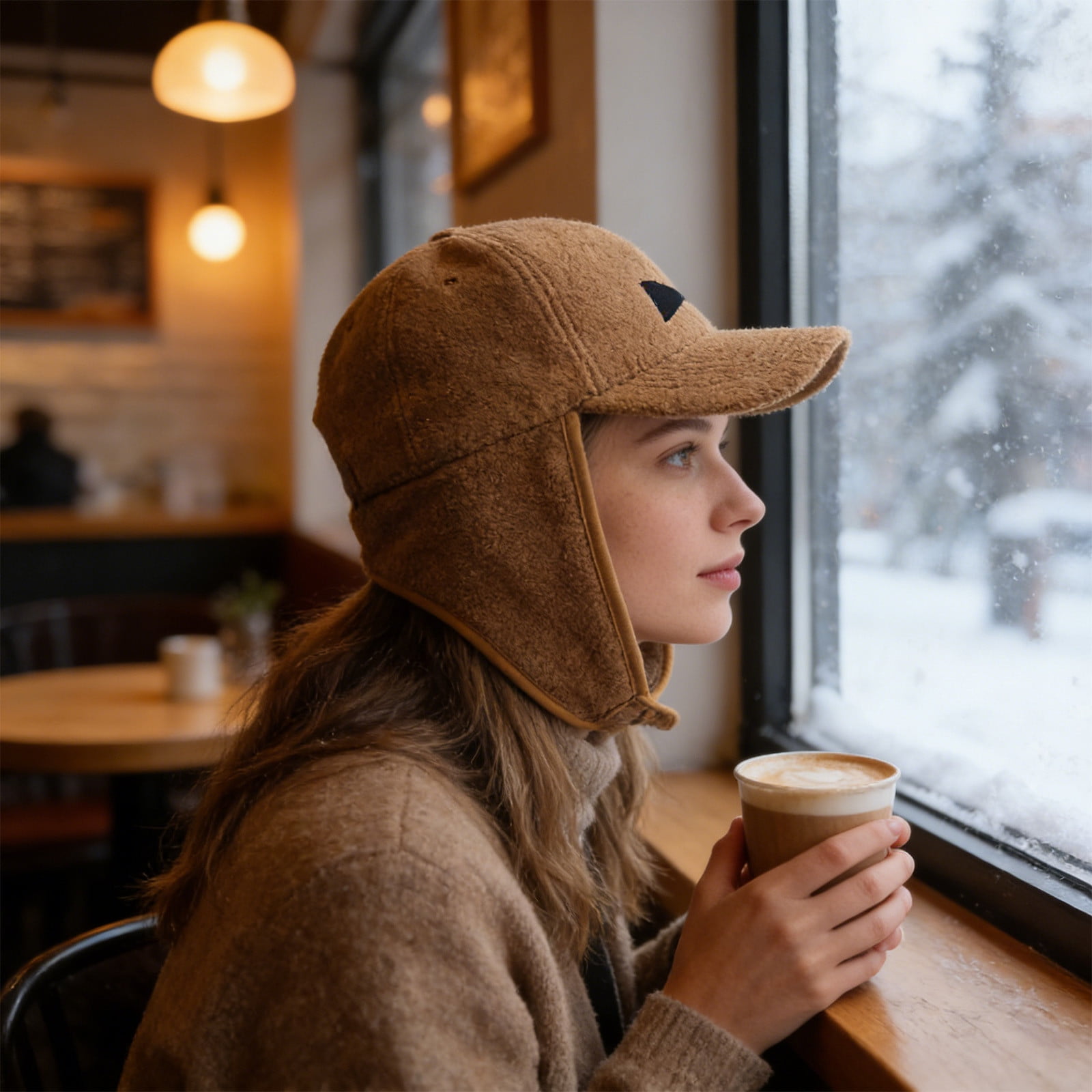 Winter Hat with Ear Flaps for Men and Women, Thermal Fleece Lined Beanie for Cold Weather, Windproof Ski Snowboard Skating Outdoor Sports, Adjustable Knit Cuff Trapper Hat with Foldable Ear Covers