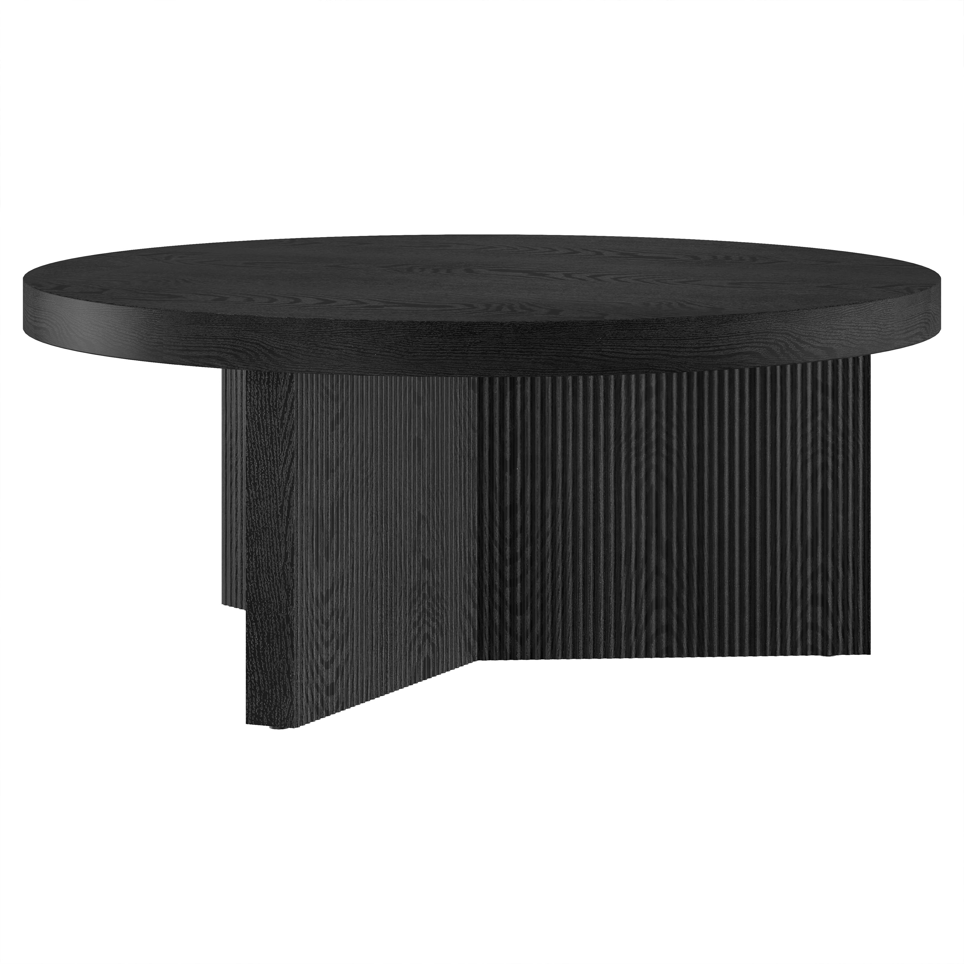 Evelyn&Zoe Holm 36" Wide Round Coffee Table, Black Grain