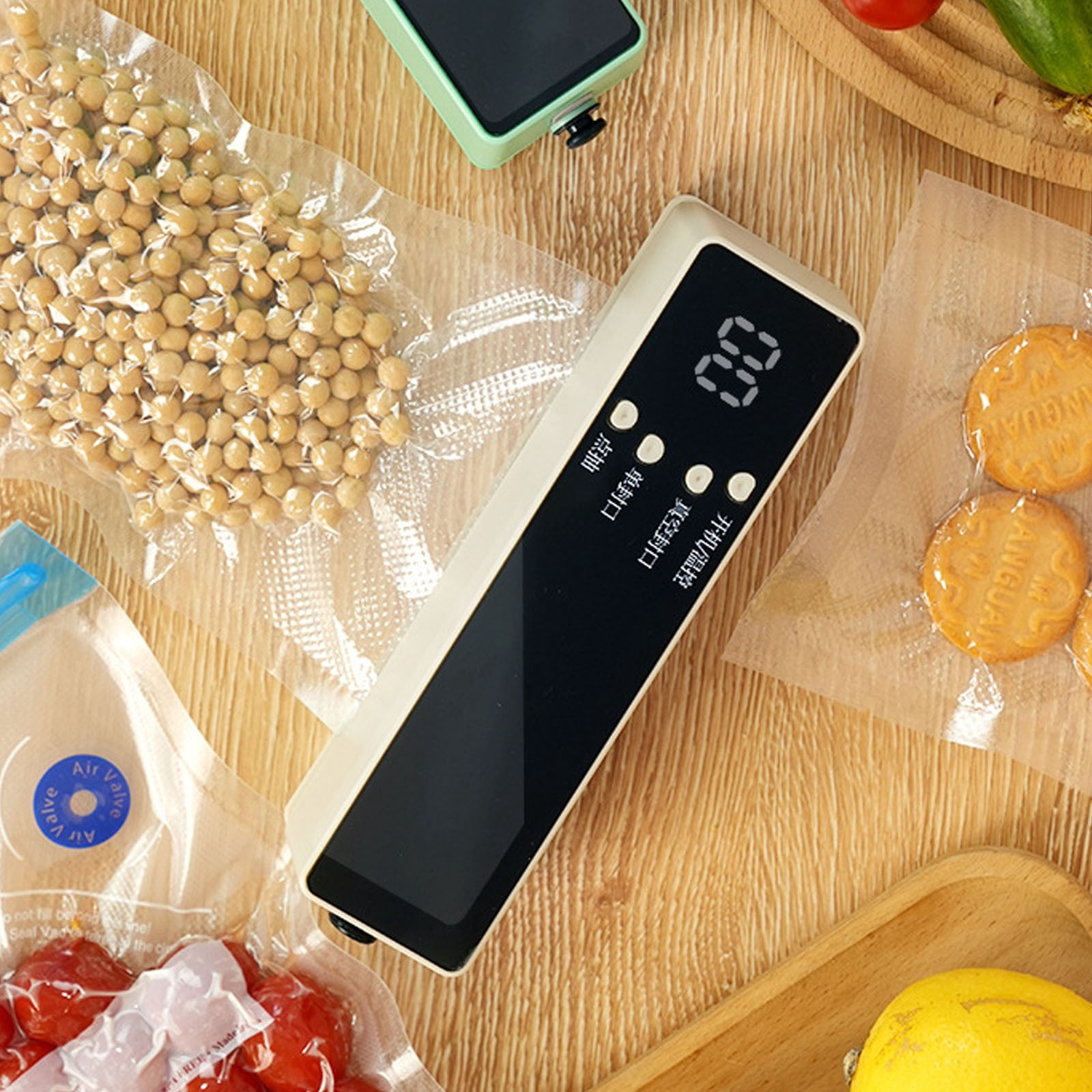1 Pc Mini Vacuum Sealer for Food 2 in 1 Handheld Meal Saver Machine Cordless Rechargeable Food Sealer for Dry, Moist Food Storage, Heat Sealer for Chip Bags, 6.89x1.69x2.17 Inch, Beige