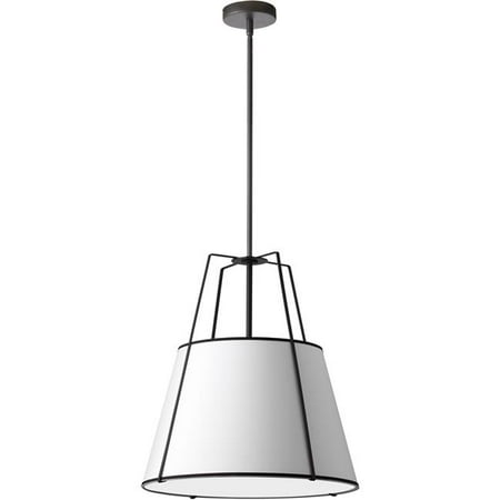 

Dainolite TRA-331P-BK-WH 3 Light Trapezoid Incandescent Pendant Ceiling Light Matte Black Flush Mount with White Shade