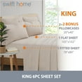 thumbnail image 3 of Swift Home Bonus Pillowcases Eco Friendly Bamboo Blend Sheet Set, 6 PC, King, Cream, 3 of 6