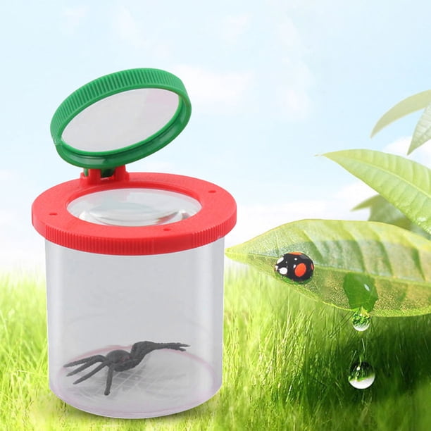 Lupa cilíndrica para niños con caja de insectos araña sobre orugas (roja) Likrtyny Para estrenar
