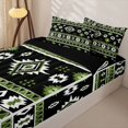thumbnail image 3 of Erosebridal Rhombus Geometric Print Zipper Queen Comforter Set with Fitted Sheet and 2 Pillowcases,Western Aztec Zipper Bedding Set For Boys,Black Reversible,4 Pieces, 3 of 7