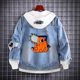 thumbnail image 3 of Chaqueta vaquera con capucha para hombre, chaqueta vaquera con capucha, abrigo con agujeros, Anime Fifures, Kishibe Hayakawa Aki, para Cosplay, 3 of 5