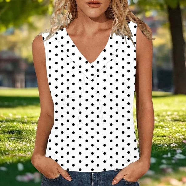 TaTaai Womens Fashion Sleeveless Tshirt V Neck Camisole Top Strap Design Printed Loose Fit Spring Summer Casual Wear Gift