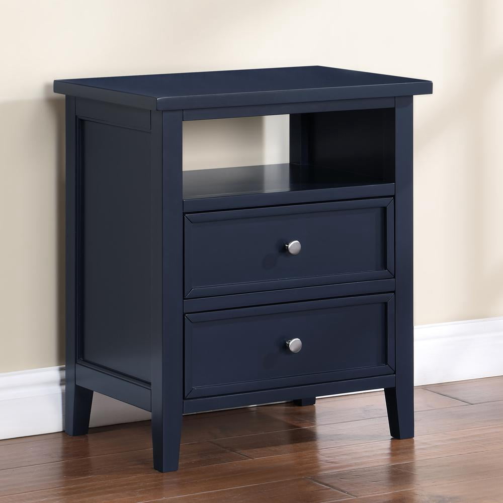 Comfort Pointe Walker Midnight Blue Wood 2-drawer Nightstand