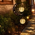 thumbnail image 7 of Halloween Solar Garden Stake Lights, 32 Inch Crescent Metal Skeleton Pathway Lamp with 2 LED Lanterns, Waterproof Outdoor Solar Yard Ground Light, Halloween Decorations for Lawn Patio Fence, 7 of 7