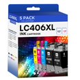 thumbnail image 1 of Cartuchos de tinta belietop LC406XL LC406 compatibles con Brother, paquete de 5, 1 of 8