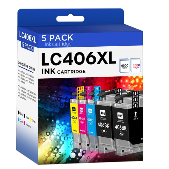 Cartuchos de tinta belietop LC406XL LC406 compatibles con Brother, paquete de 5